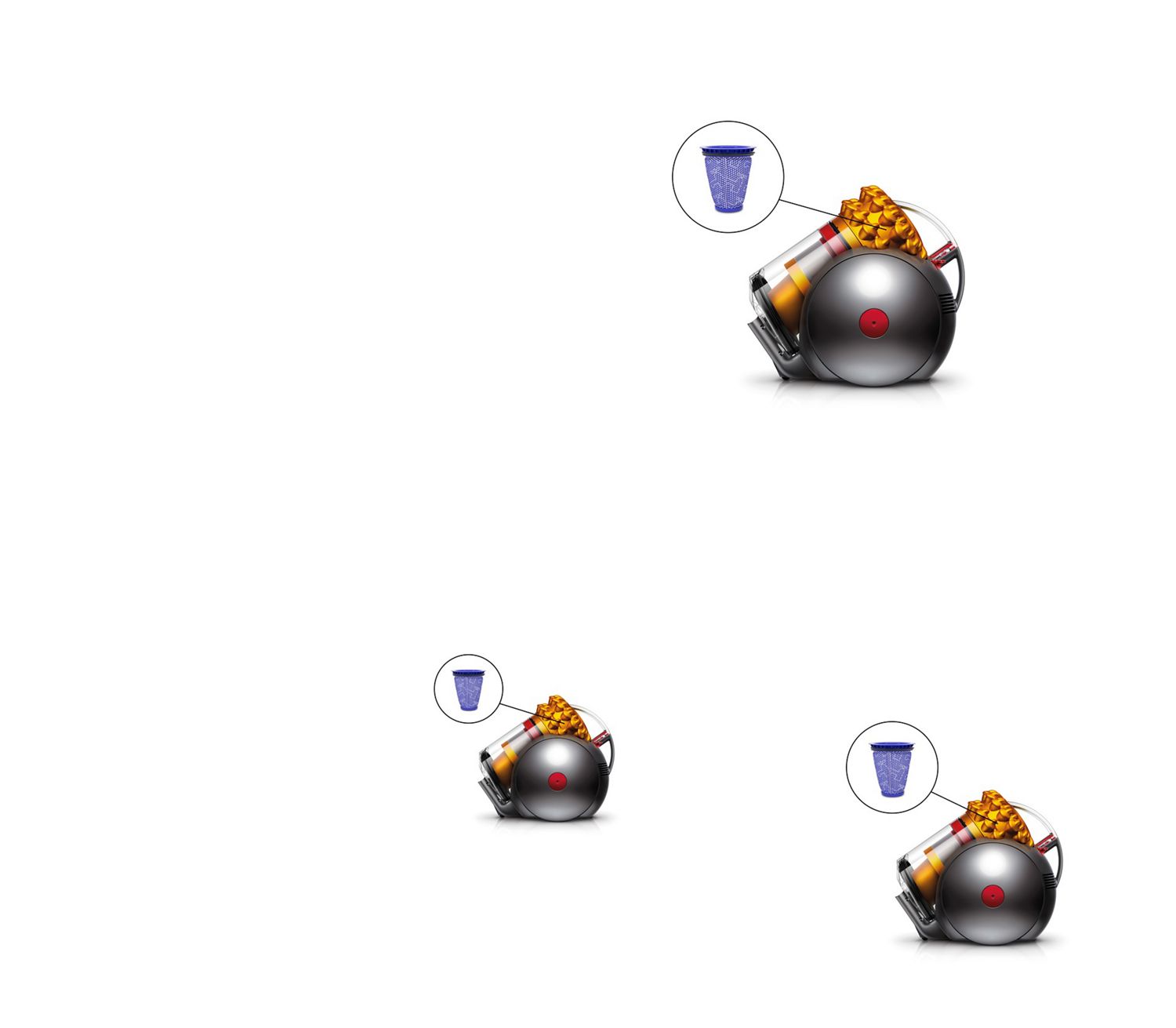 A Dyson upright vacuum cleaner.